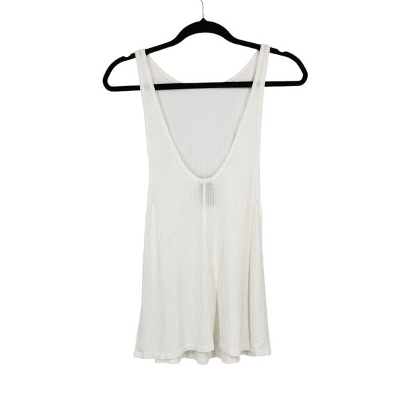 Electric & Rose Jersey Ribbed White Tank Top Deep V Back Size Small NWT - Picture 7 of 7